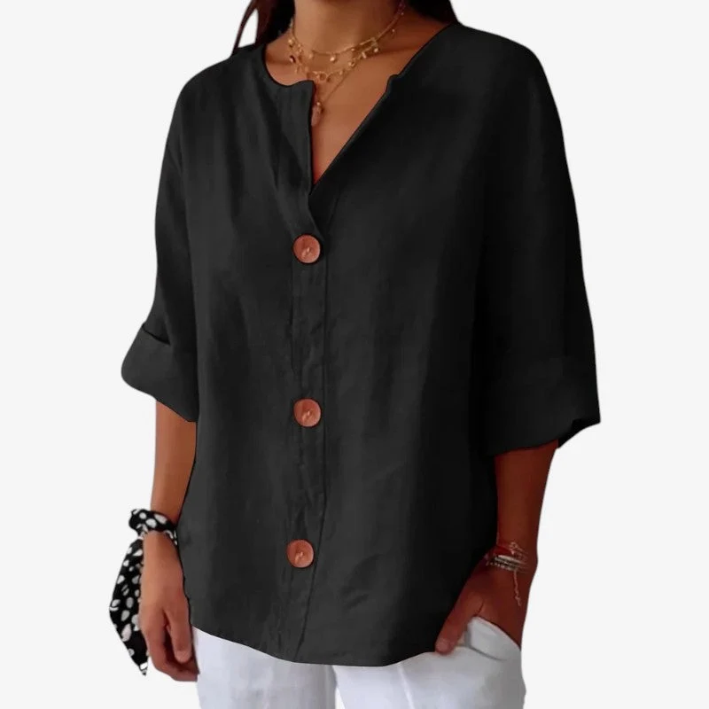 Chemise femme à manches longues avec boutonnage frontal