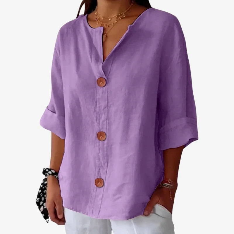Chemise femme à manches longues avec boutonnage frontal