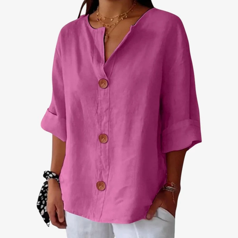 Chemise femme à manches longues avec boutonnage frontal