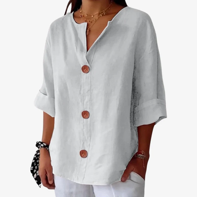 Chemise femme à manches longues avec boutonnage frontal