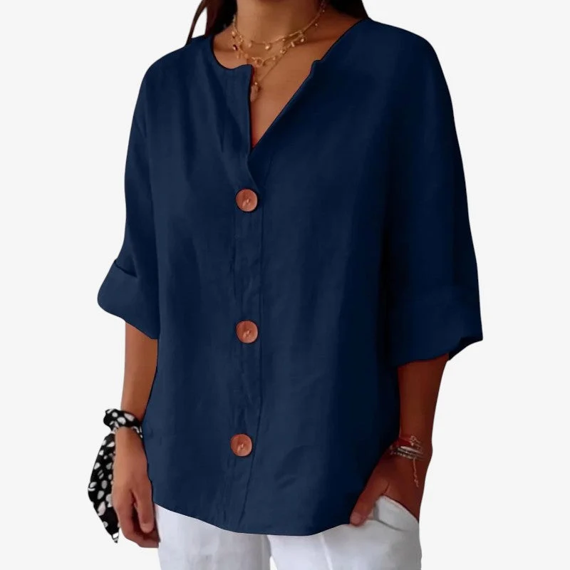 Chemise femme à manches longues avec boutonnage frontal