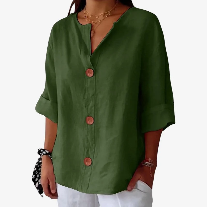 Chemise femme à manches longues avec boutonnage frontal