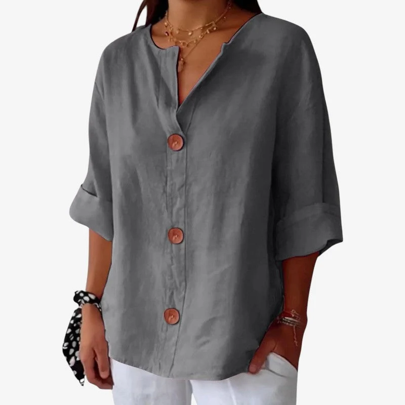 Chemise femme à manches longues avec boutonnage frontal