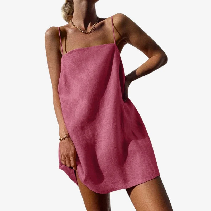 Robe mini femme à col carré