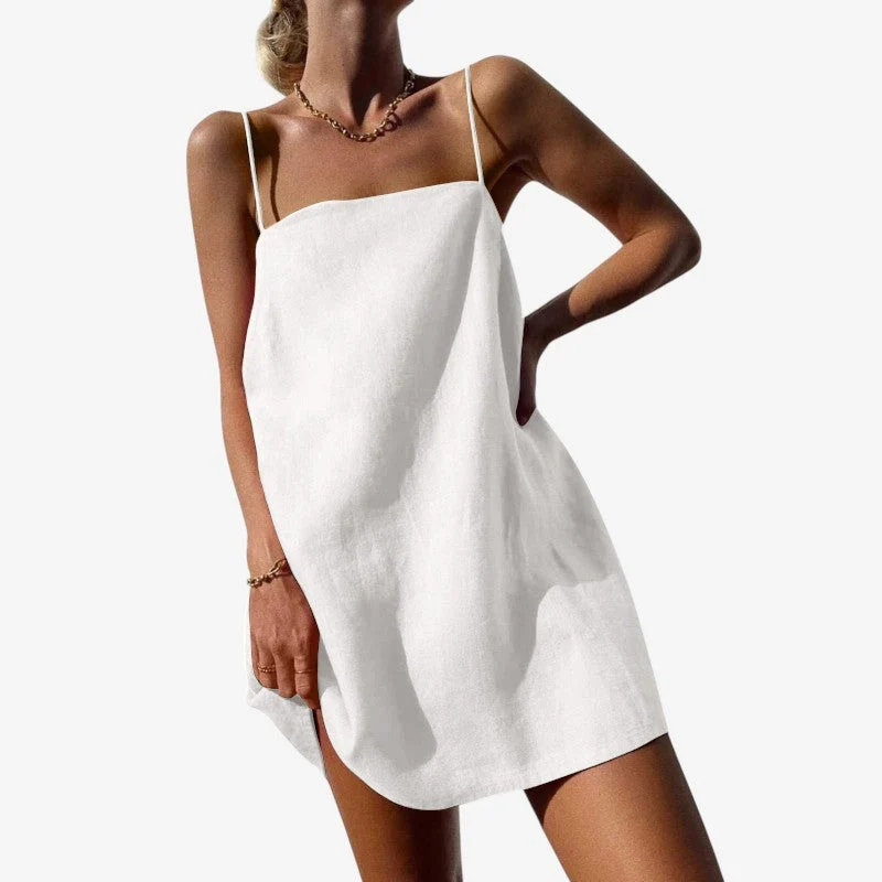 Robe mini femme à col carré
