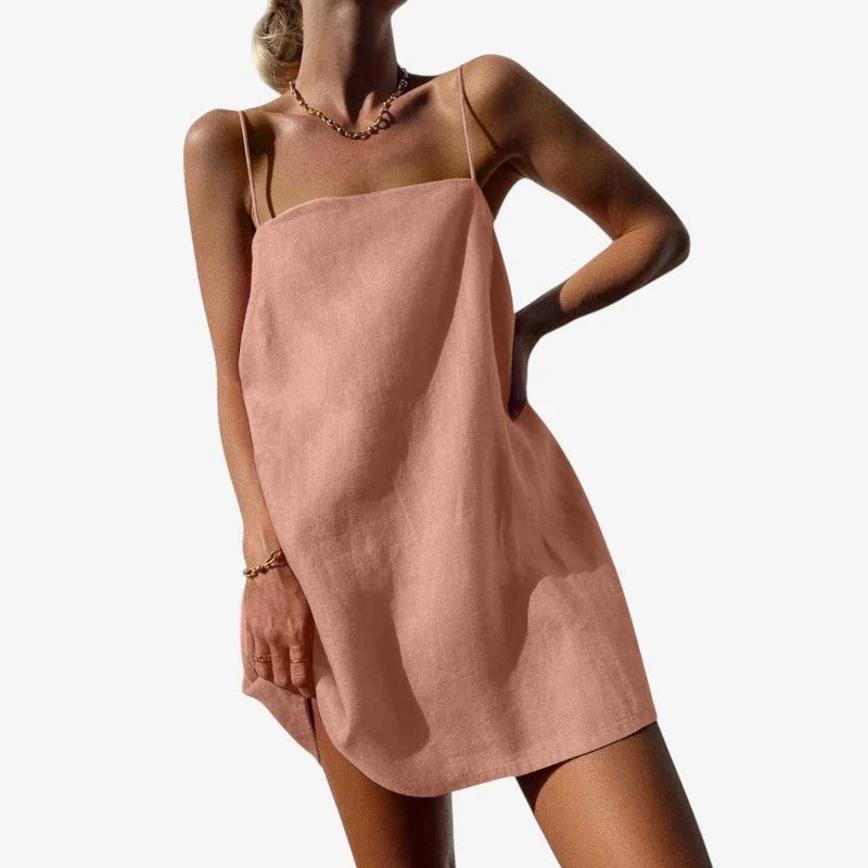 Robe mini femme à col carré