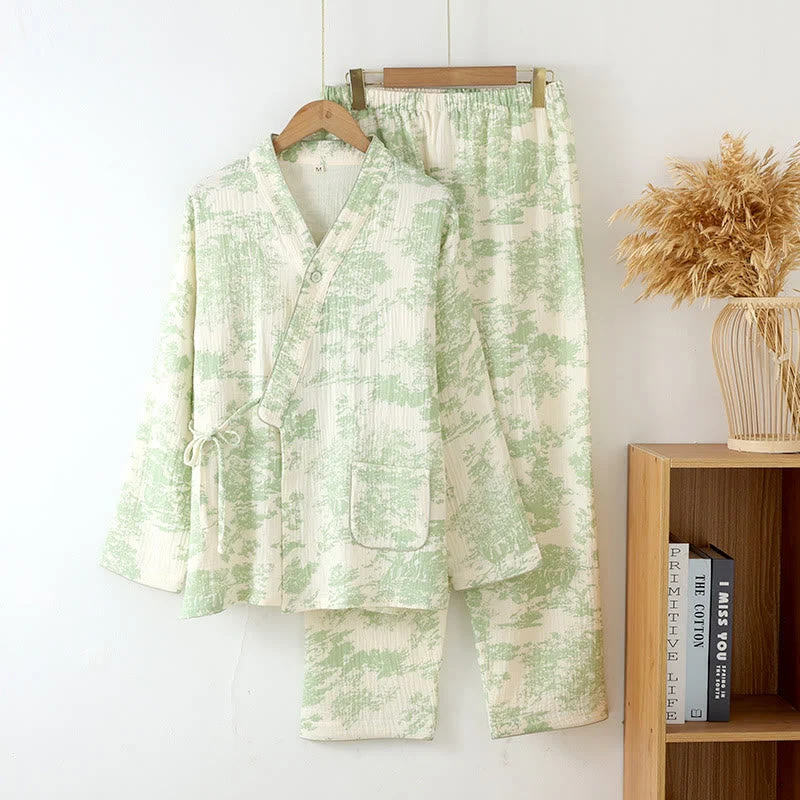 Ensemble pyjama 2 pièces pour femme avec haut à col V