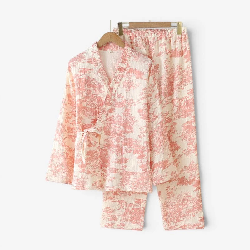 Ensemble pyjama 2 pièces pour femme avec haut à col V