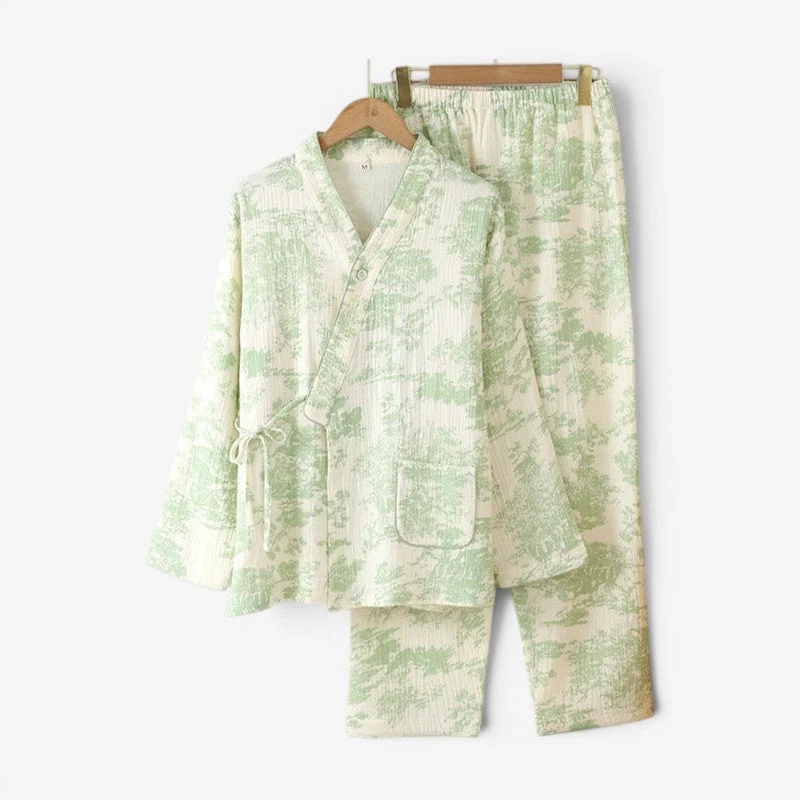 Ensemble pyjama 2 pièces pour femme avec haut à col V