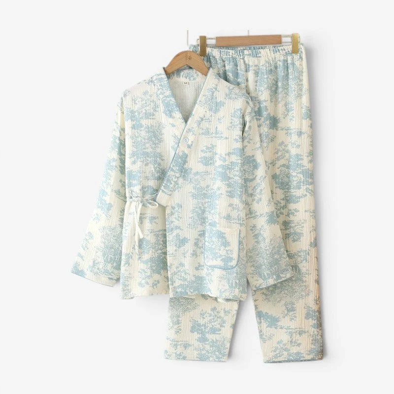Ensemble pyjama 2 pièces pour femme avec haut à col V