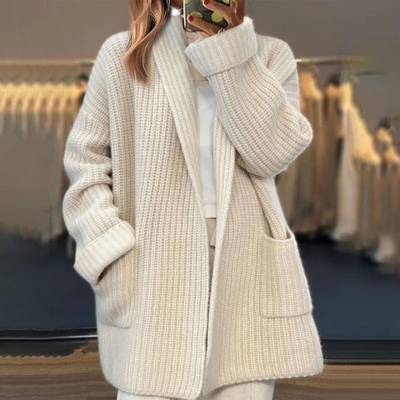 Cardigan Douillet en Mélange de Laine pour Femmes