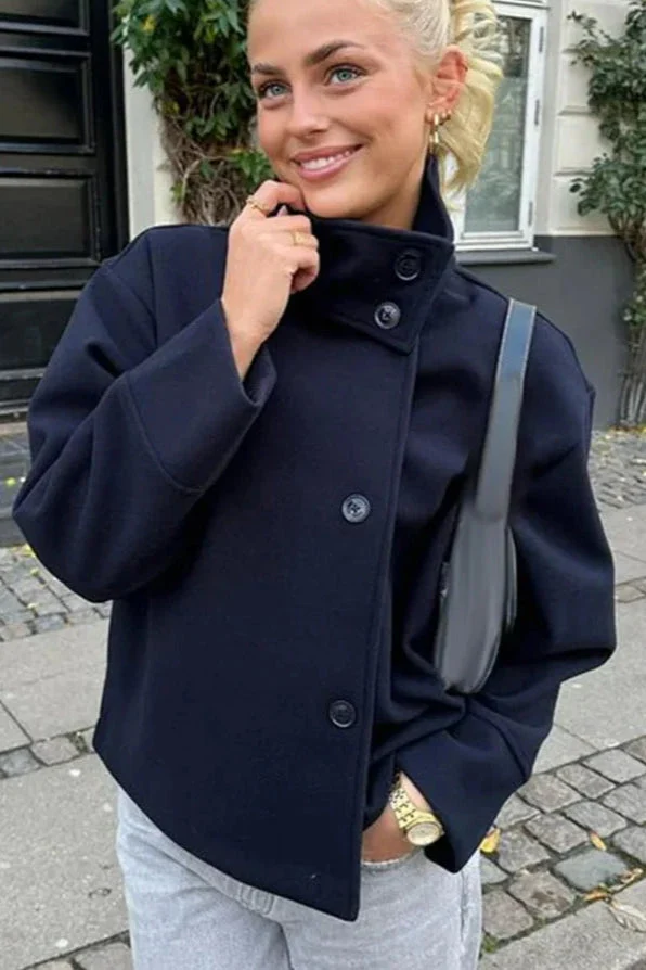 Manteau en laine douillet à col revers pour un style décontracté chic