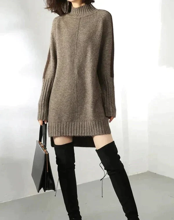 Robe pull col roulé en maille confortable