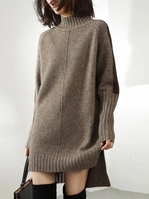 Robe pull col roulé en maille confortable