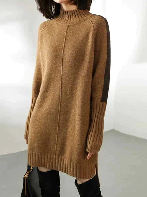 Robe pull col roulé en maille confortable