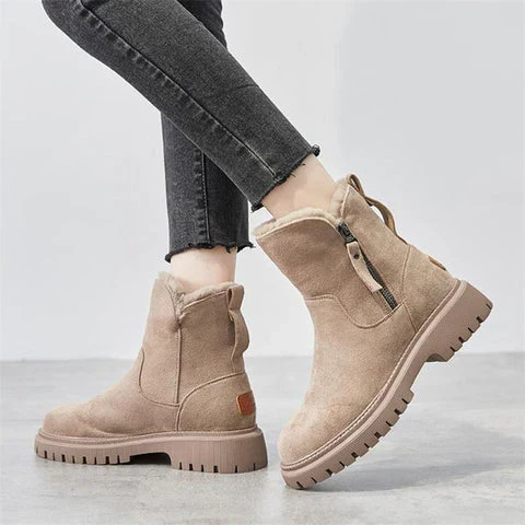 Bottes Cheville Chic Effet Daim avec Doublure en Fourrure Douillette