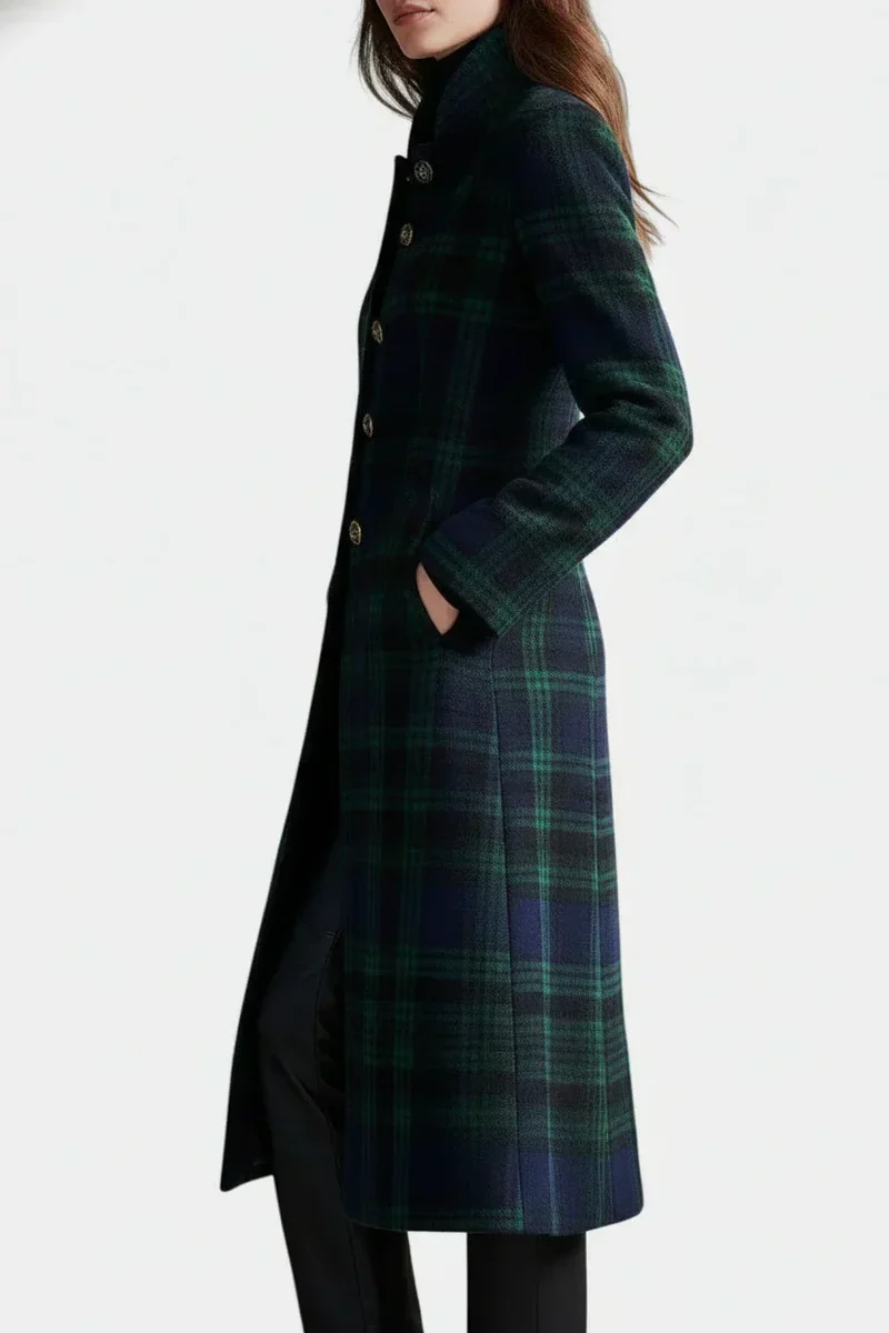 Madeleine | Manteau mi-long carreaux élégant