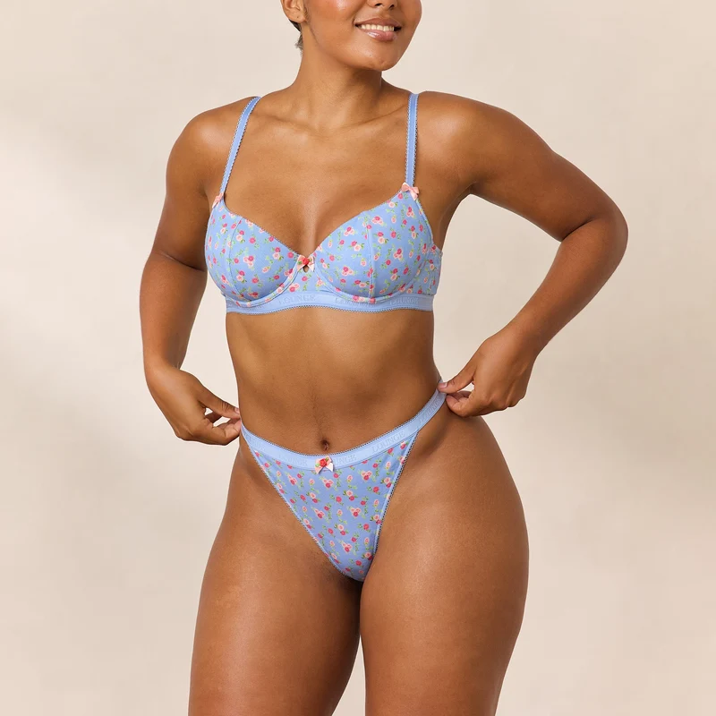 Soutien-gorge Côtelé Rosebud Balcony - Bleu Floral