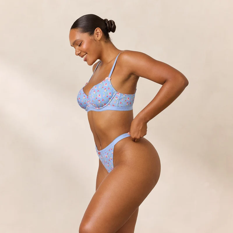 Soutien-gorge Côtelé Rosebud Balcony - Bleu Floral
