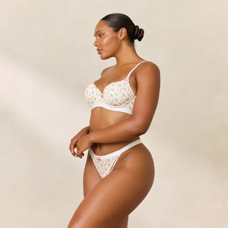 Soutien-gorge Côtelé Rosebud Balcony - Blanc Floral