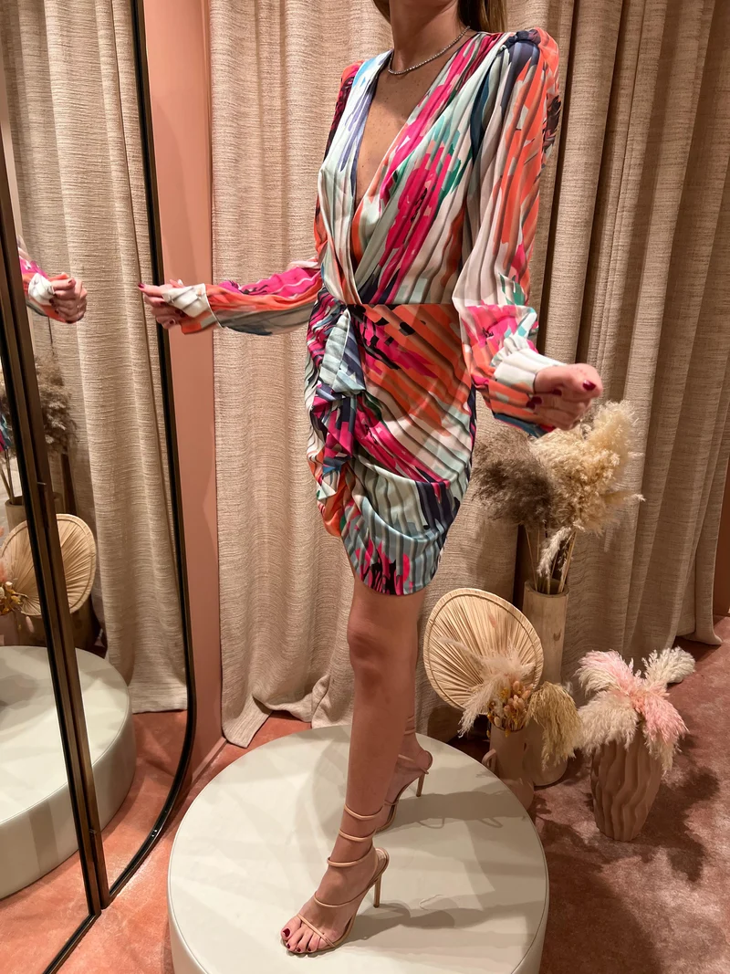 Robe courte multicolore