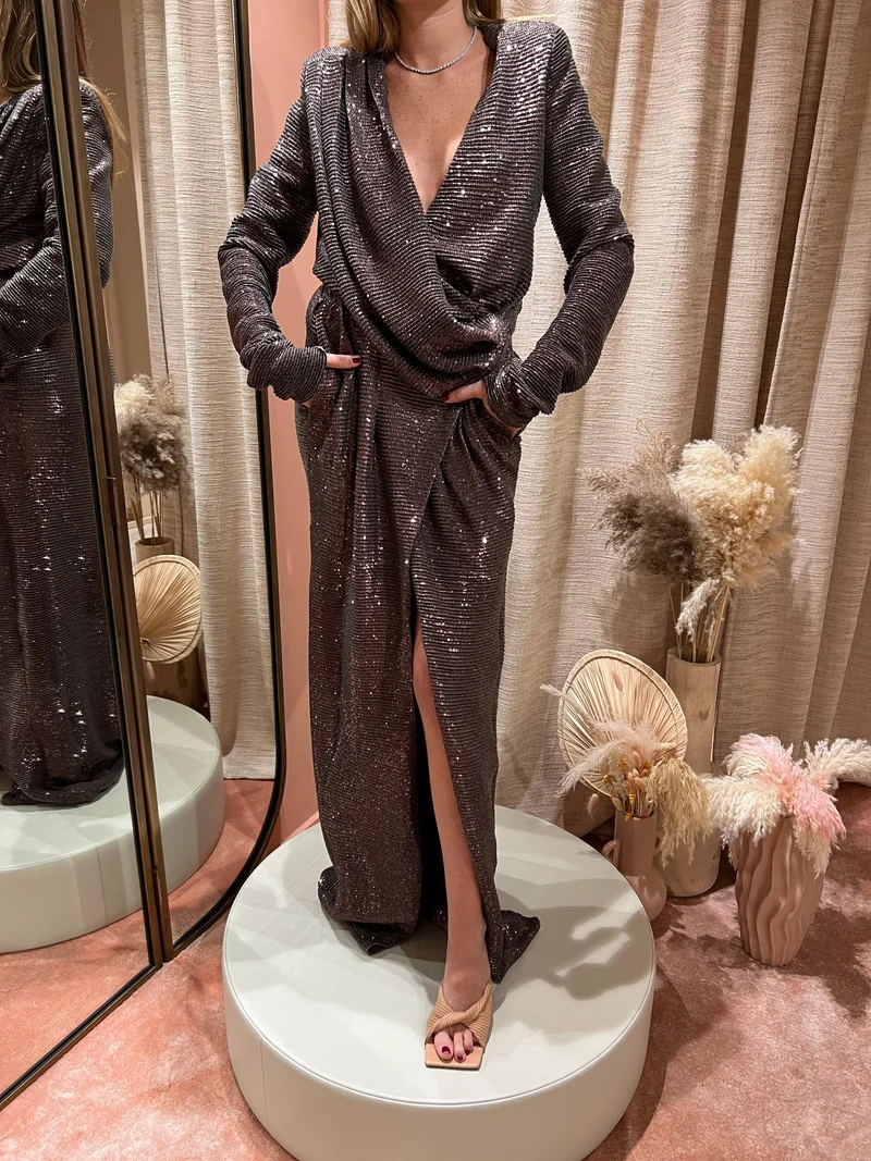 Ensemble sequins marron