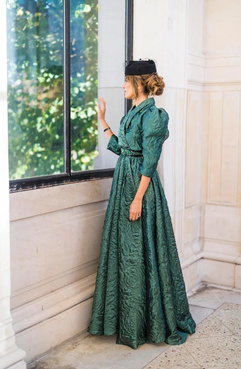 Robe longue du soir aliénor verte