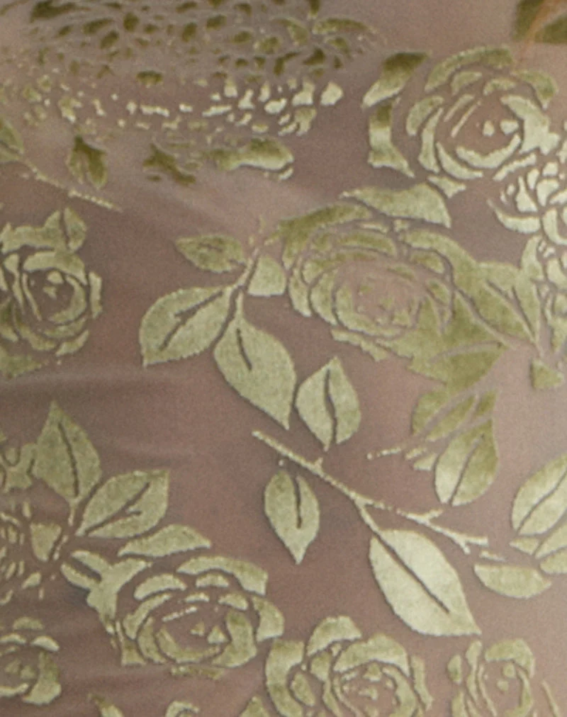 Haut « Keyhole » Jiwon en maille ajourée, couleur olive