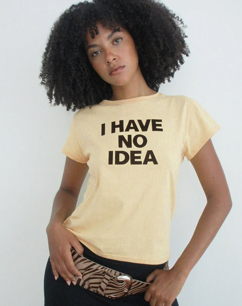T-shirt ample Clio couleur citron avec imprimé « I Have No Idea »