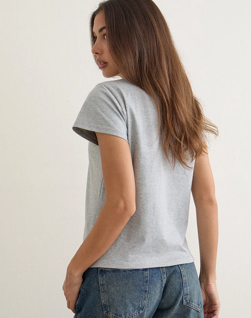 T-shirt ample Clio, gris chiné, avec motif « Nepo Baby »