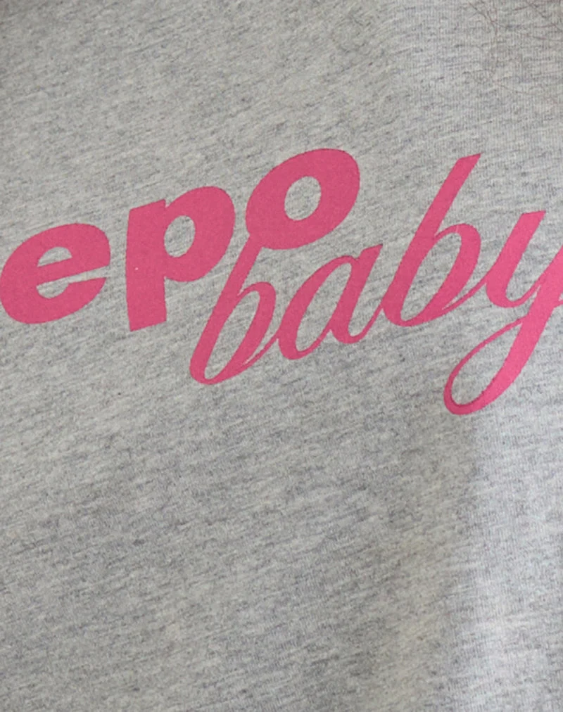 T-shirt ample Clio, gris chiné, avec motif « Nepo Baby »