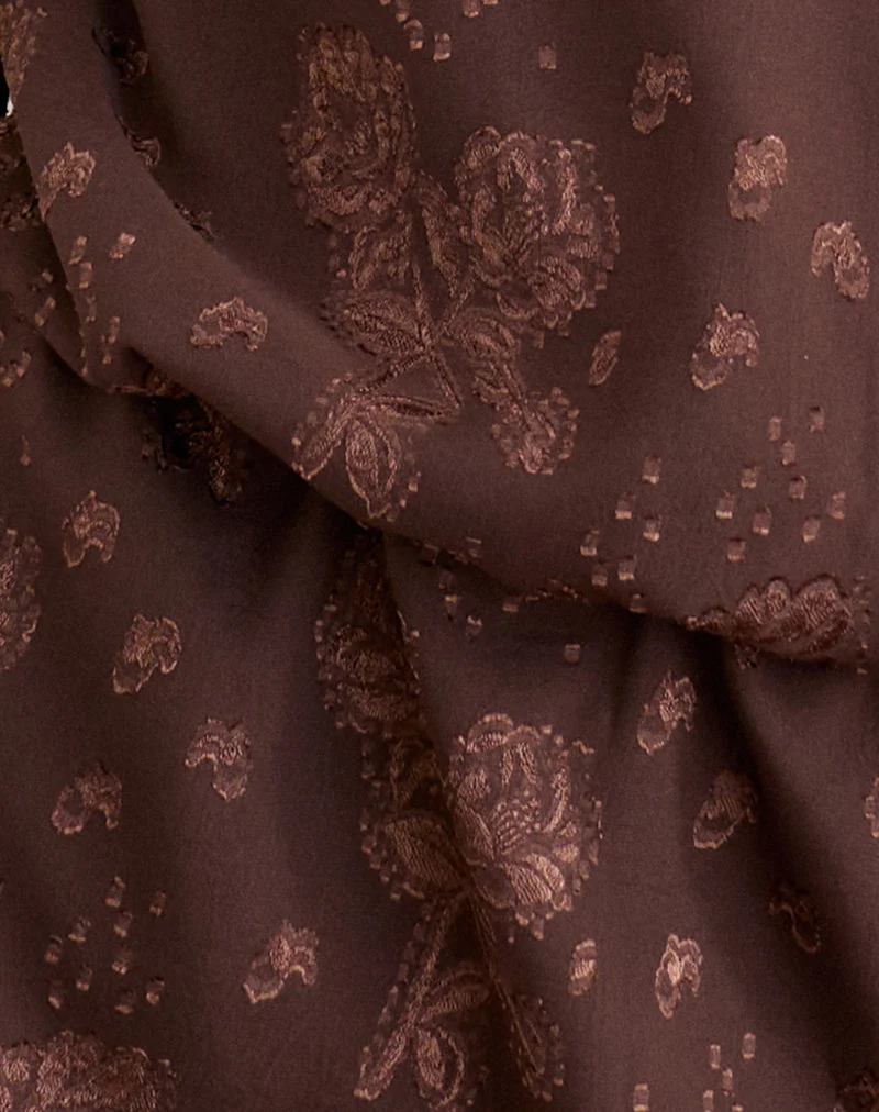 Mini-robe Alaia en mousseline jacquard à motifs floraux, marron