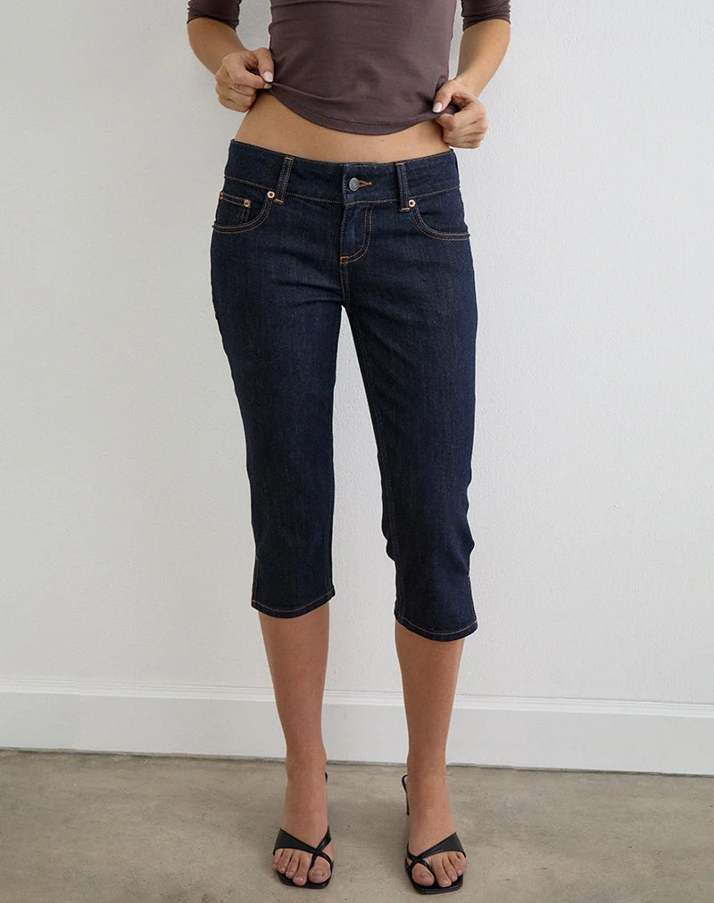 Pantalon capri en denim indigo