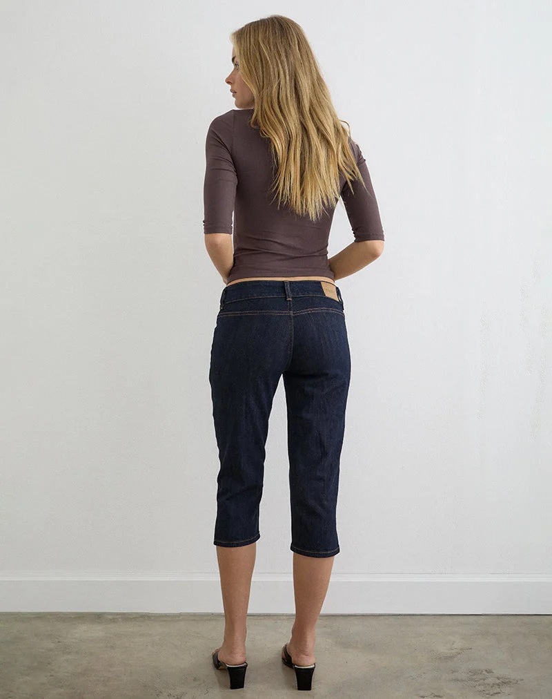 Pantalon capri en denim indigo