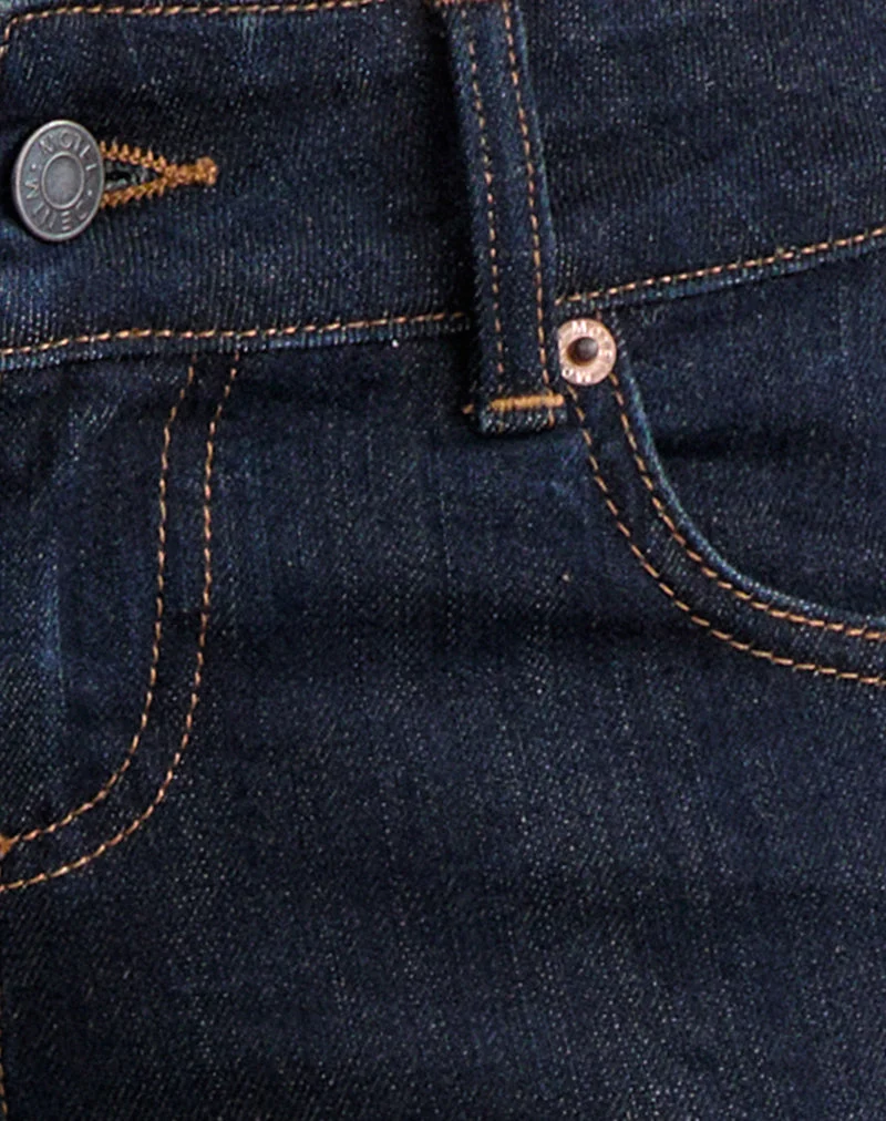 Pantalon capri en denim indigo