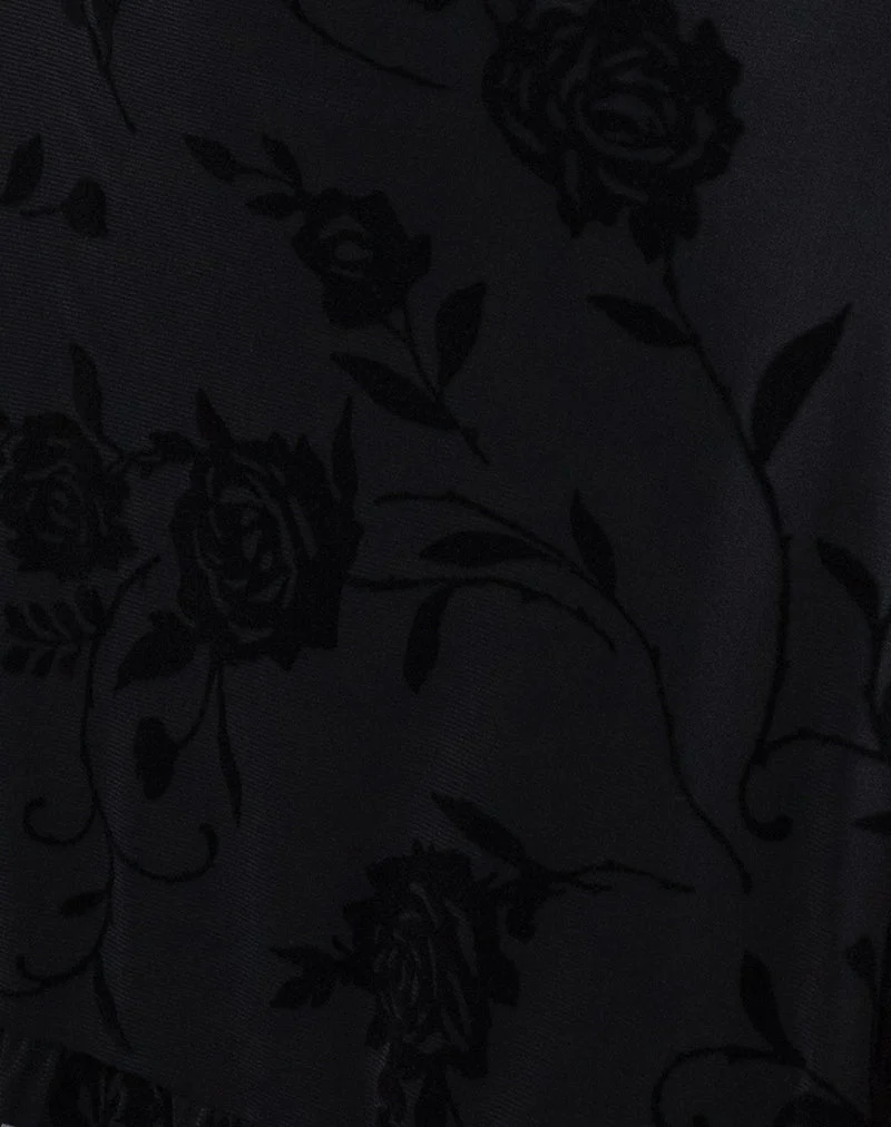 Motya - Mini robe dos nu en rose floqué noir
