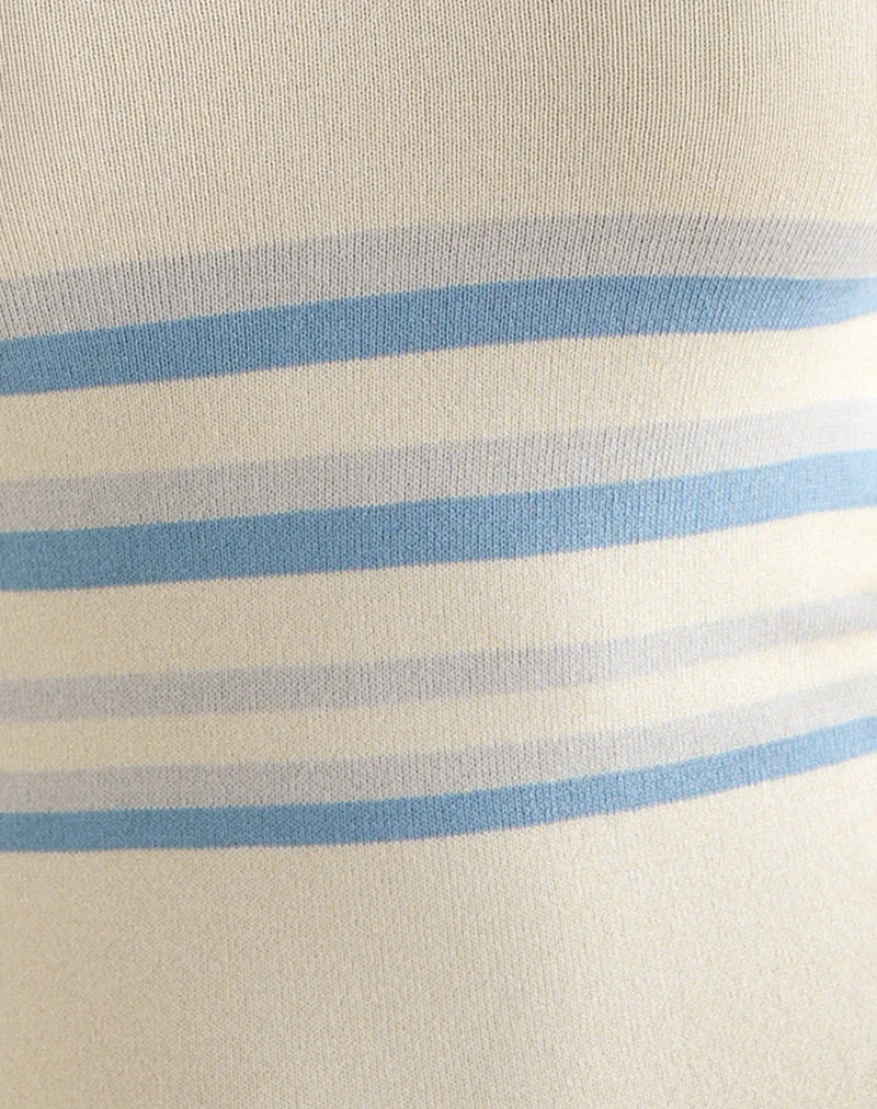 Gilet Natcha en crème avec rayures bleues et grises