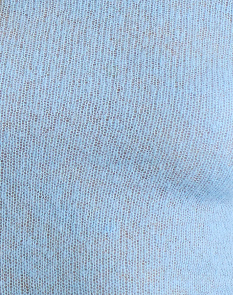 Haut Kaizo en maille transparente bleu clair