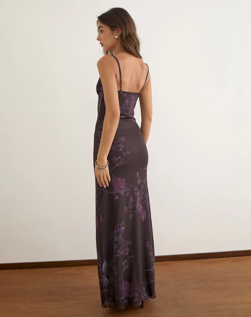 Robe longue Kalana en maille, couleur « Serene Ivy Dark Plum »