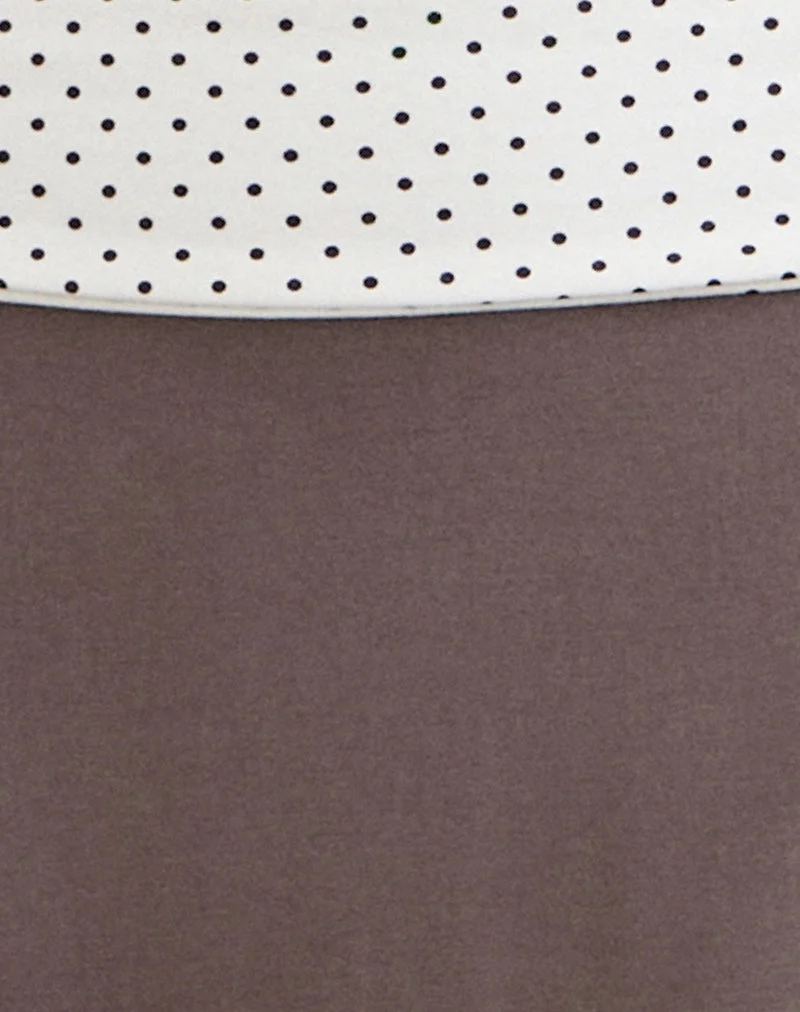 Jupe midi Adah, couleur « Peppercorn », avec une ceinture à pois blancs