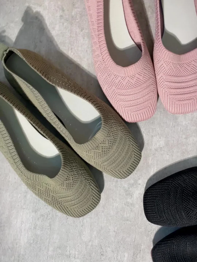 Élégance Noire - Ballerines Tissu Tissé Confort