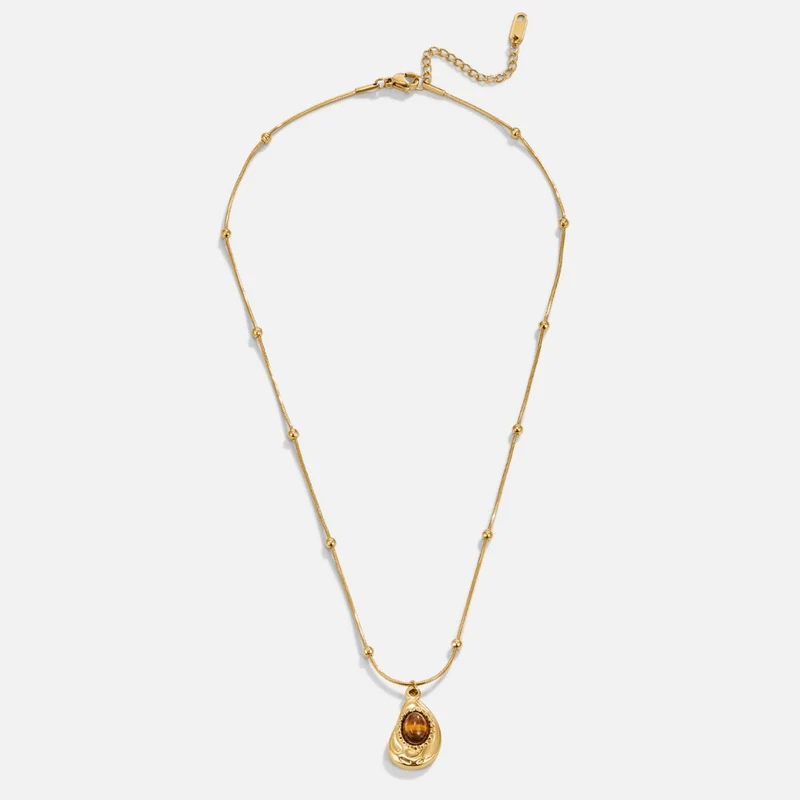 Collier Élégant en Or avec Pierre Œil-de-Tigre
