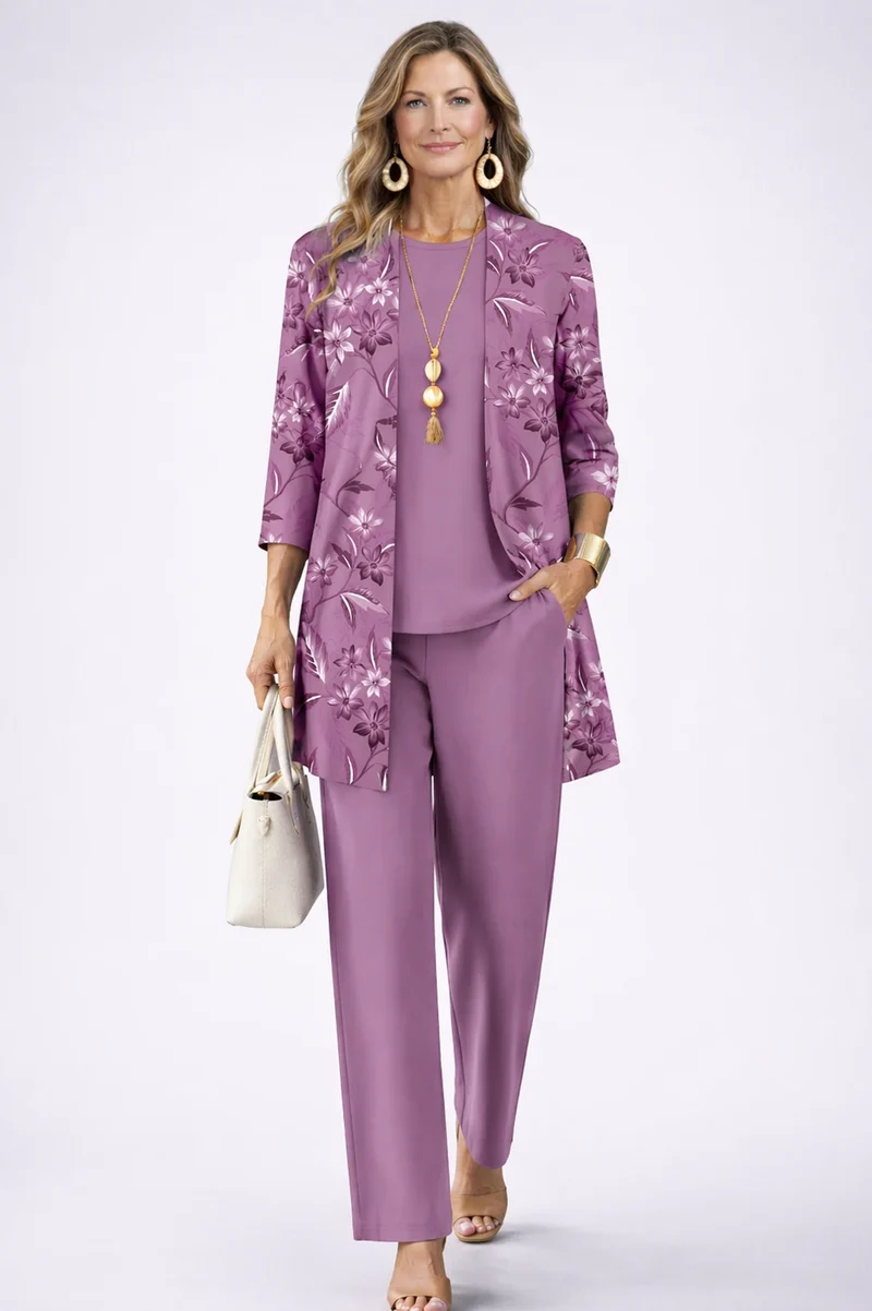 Pauline | Ensemble 3 Pièces Mauve