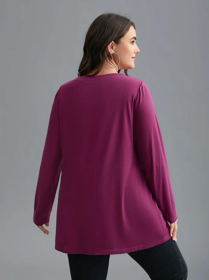 Solid V Neck Basic T-shirt