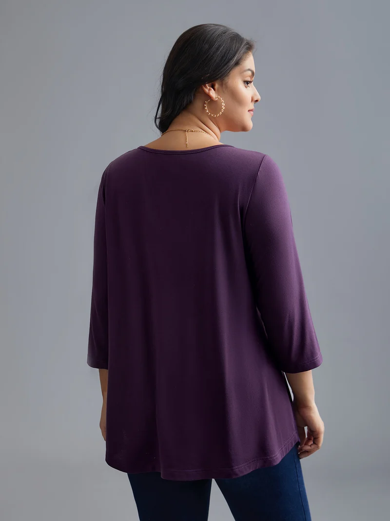 Asymmetrical Hem Overlap Long T-shirt