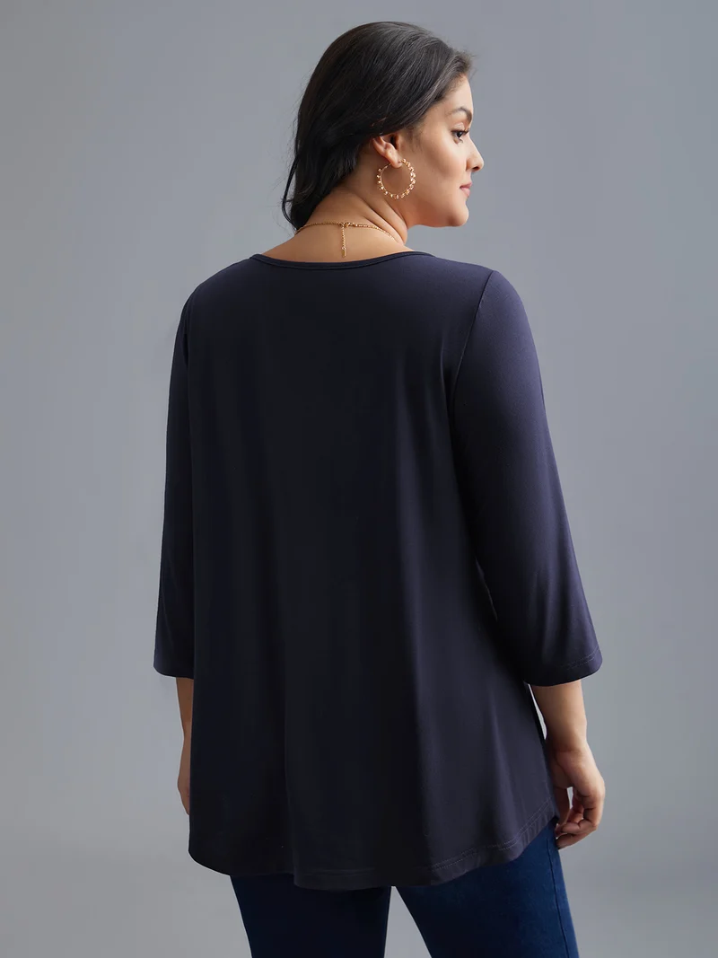 Asymmetrical Hem Overlap Long T-shirt