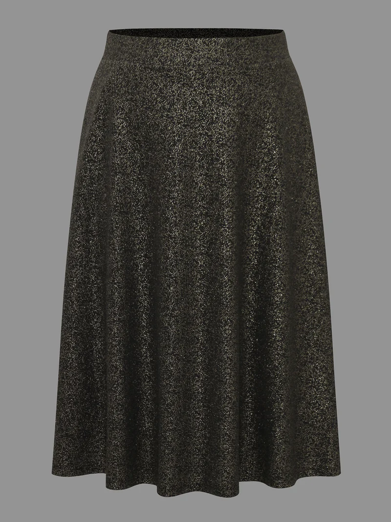 Glitter Elastic Waist Pocket Midi Skirt