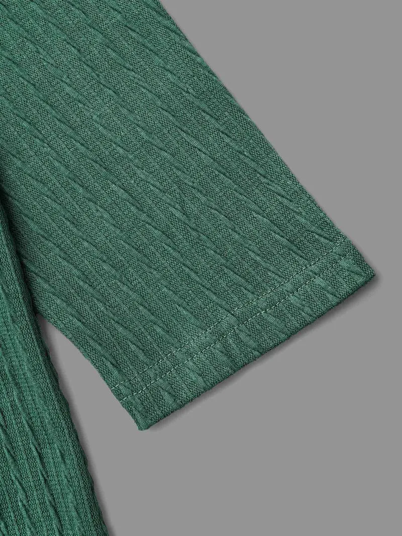 Textured Elastic Raglan Sleeves T-shirt