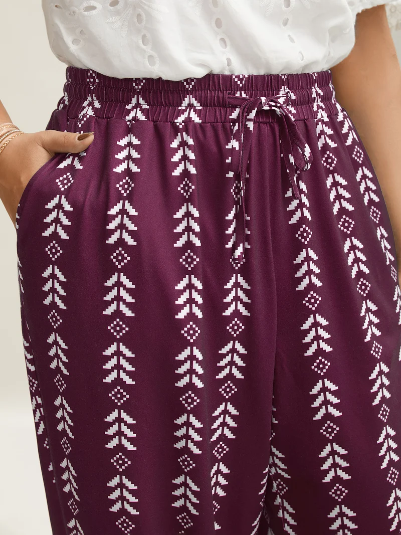 Boho Geometric Print Stretchy Waist Pants