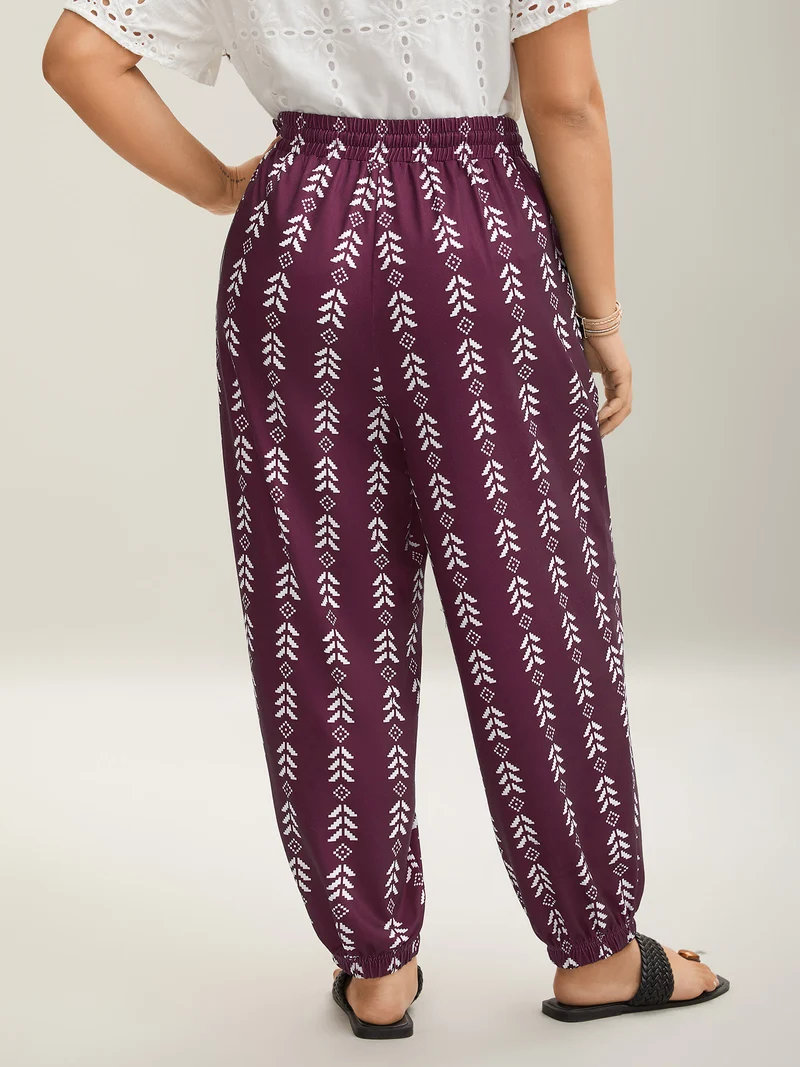 Boho Geometric Print Stretchy Waist Pants